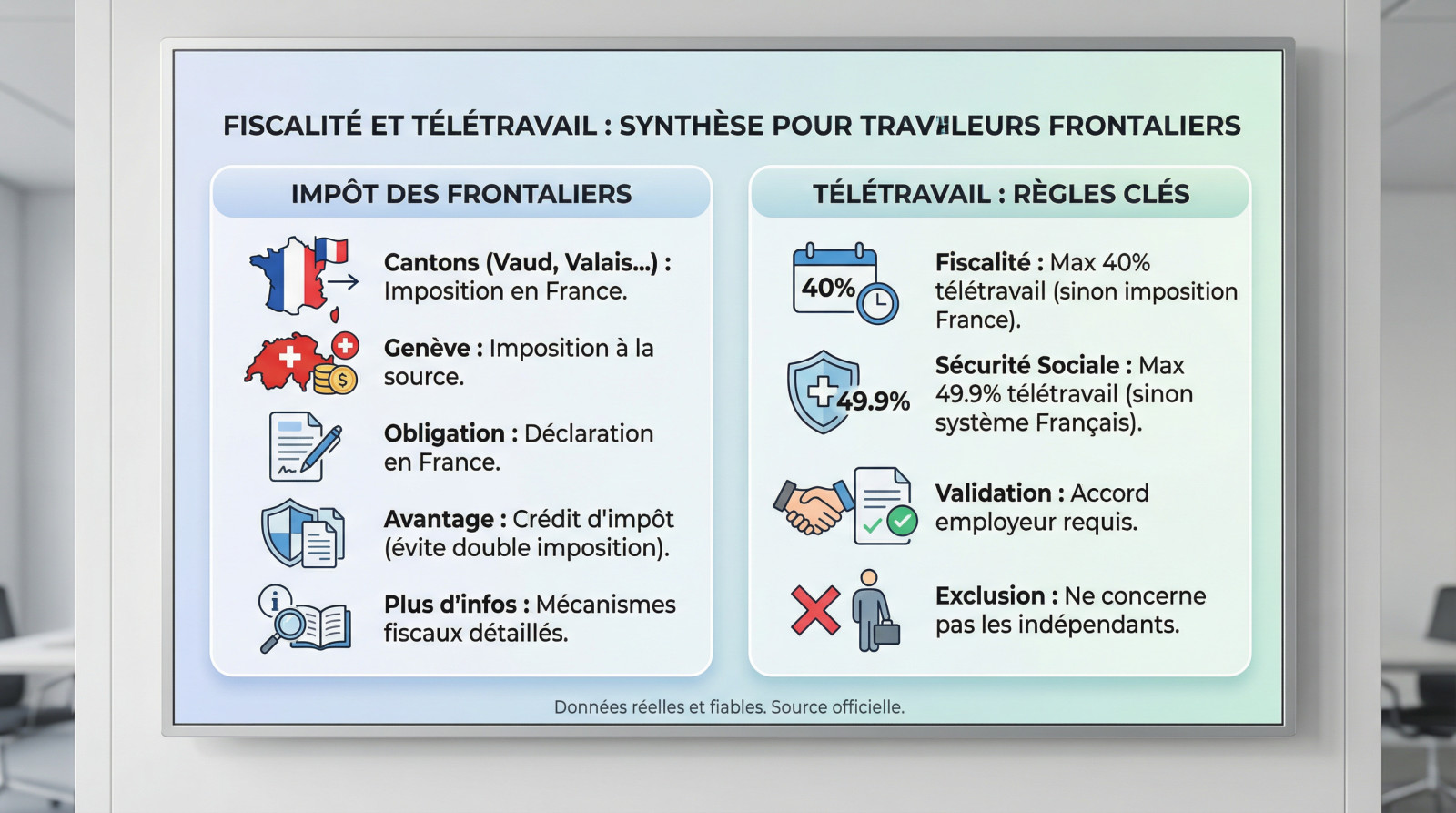 Synthèse fiscale et règles de télétravail pour frontaliers franco-suisses
