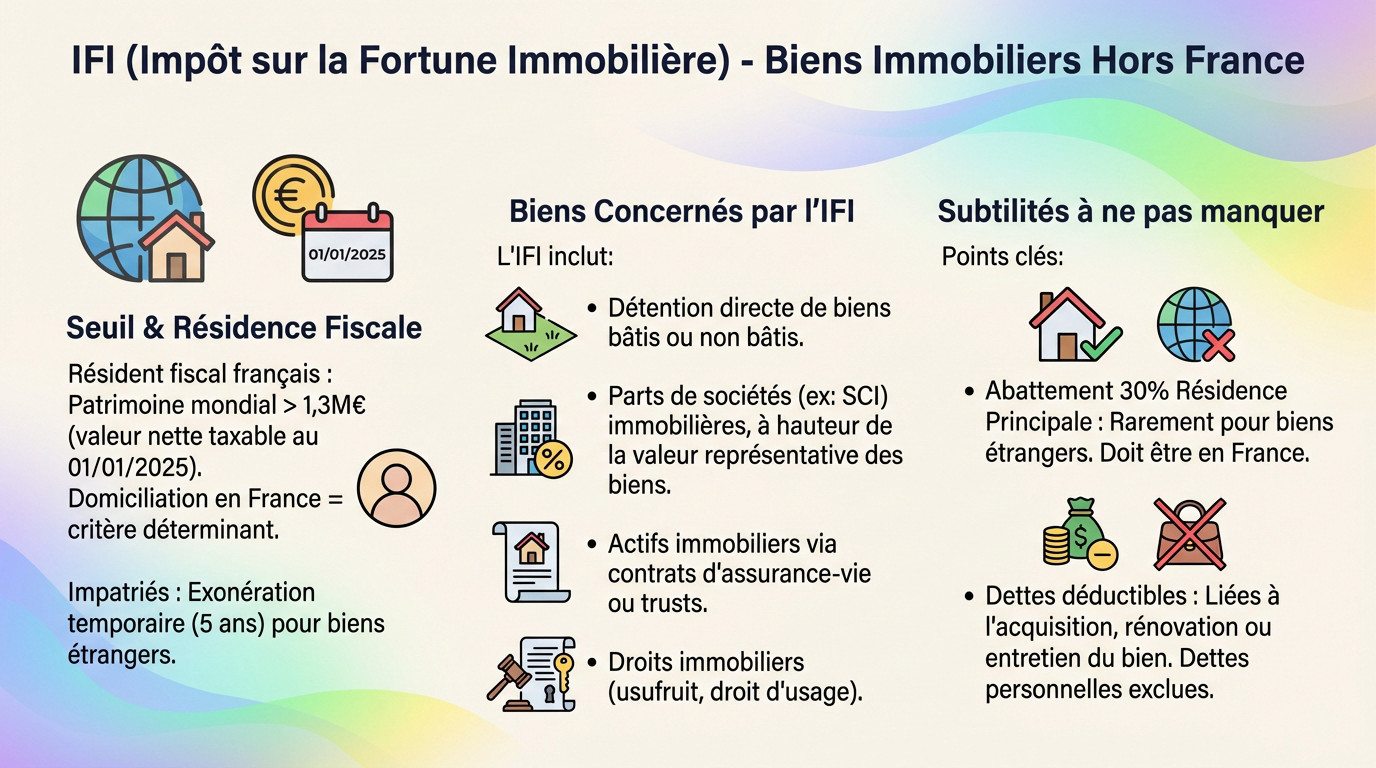 Déclaration IFI pour le patrimoine immobilier situé à l'étranger et seuil d'imposition