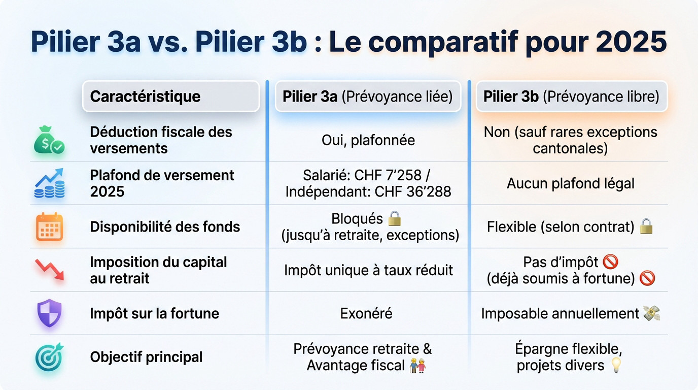 Comparatif pilier 3a vs pilier 3b pour la stratégie 2025