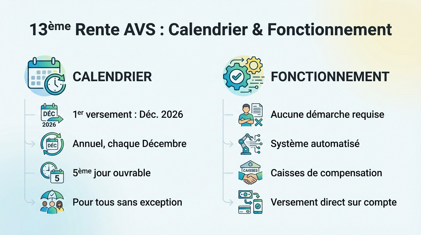 Calendrier et fonctionnement du versement de la 13ème rente AVS prévue pour décembre 2026