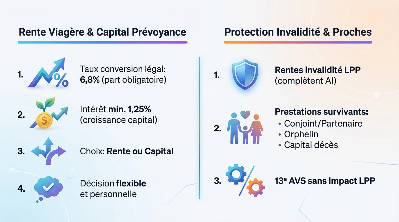 Comparaison entre rente viagère et capital de prévoyance avec protection invalidité