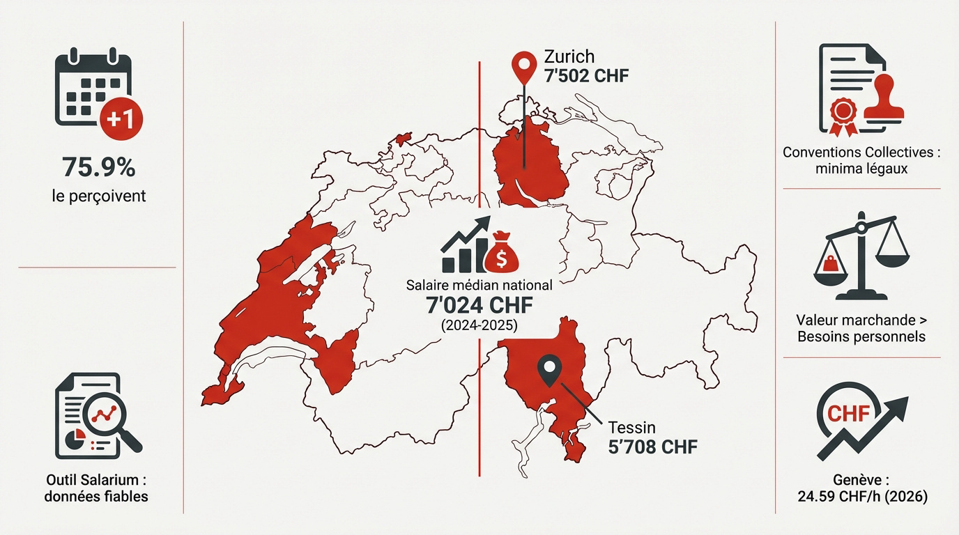 Graphique statistique du salaire médian et des disparités régionales en Suisse