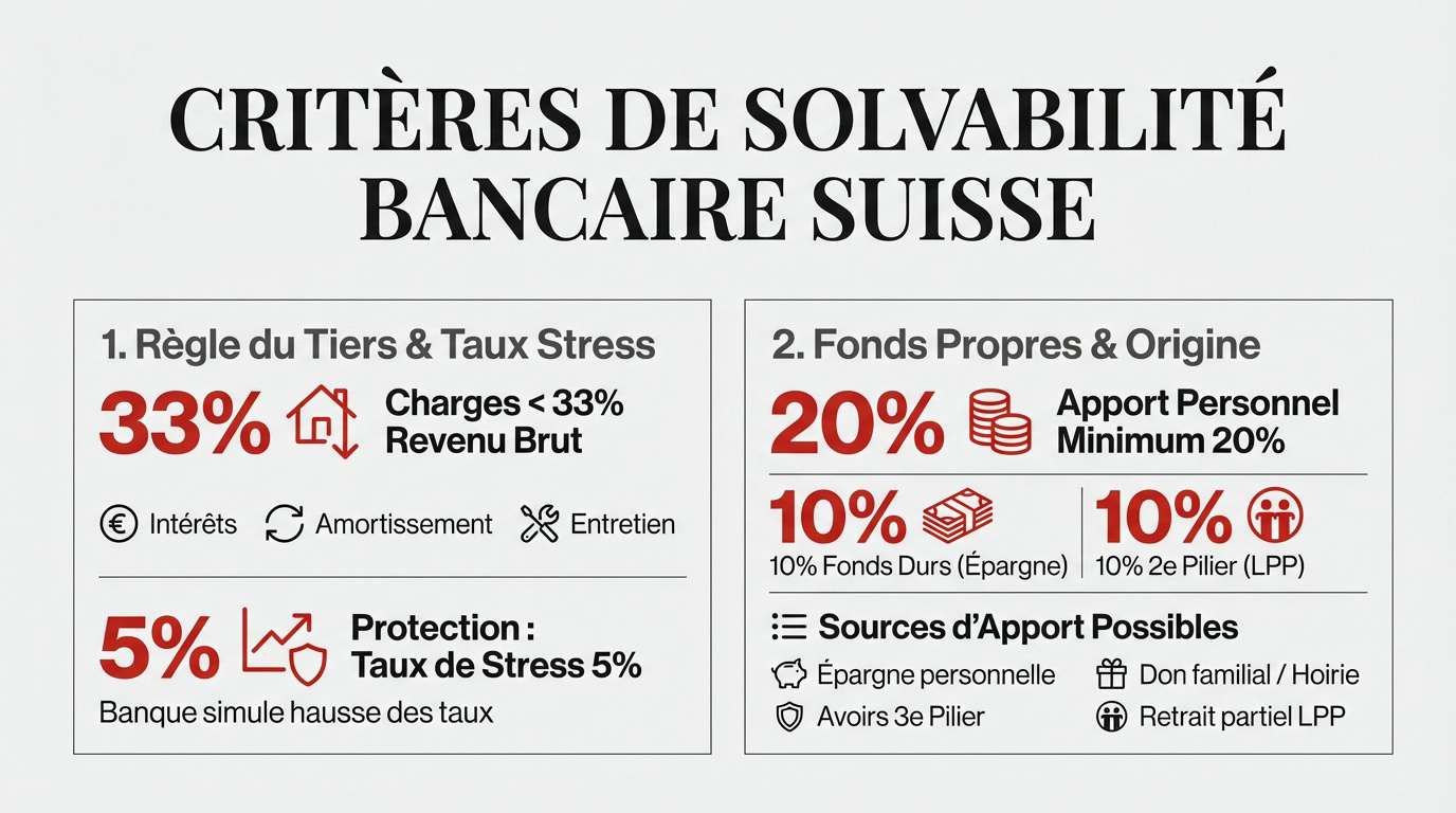 Critères de solvabilité bancaire pour un prêt immobilier en Suisse