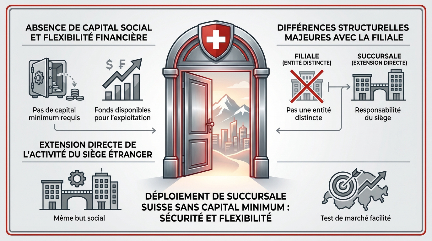 Avantages financiers et flexibilité de la succursale en Suisse sans capital social