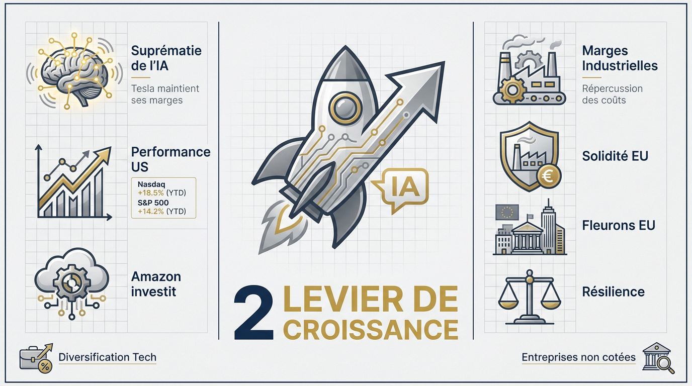 Analyse de la performance des marchés financiers mondiaux entre IA américaine et industrie européenne