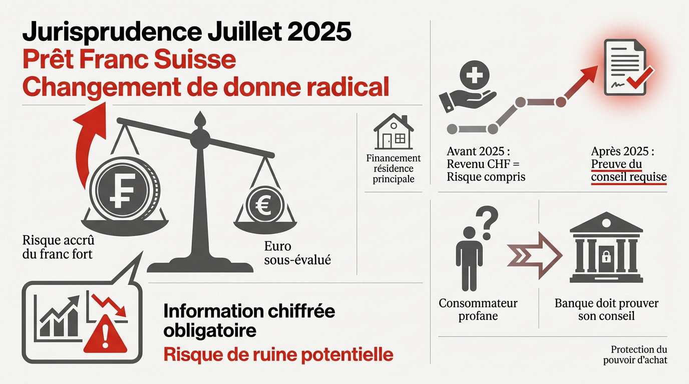 Graphique illustrant l'impact de la variation du taux de change EUR/CHF sur le capital restant dû d'un prêt immobilier