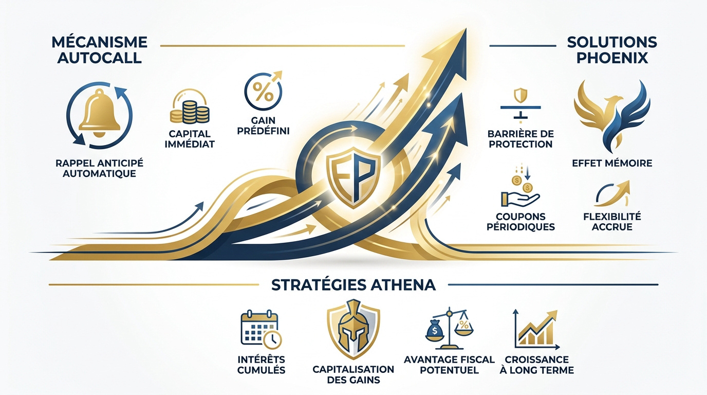 Graphique illustrant les mécanismes de rendement des produits structurés financiers