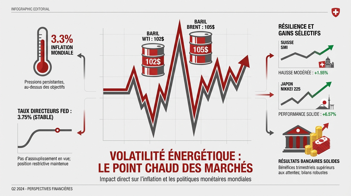 Graphique de la volatilité des prix du pétrole et impact sur l'économie mondiale
