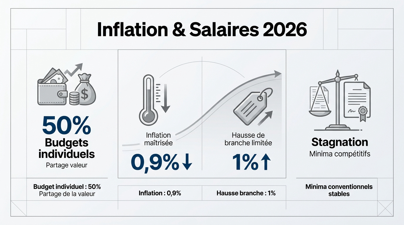 Graphique illustrant la corrélation entre inflation et évolution des salaires en 2026