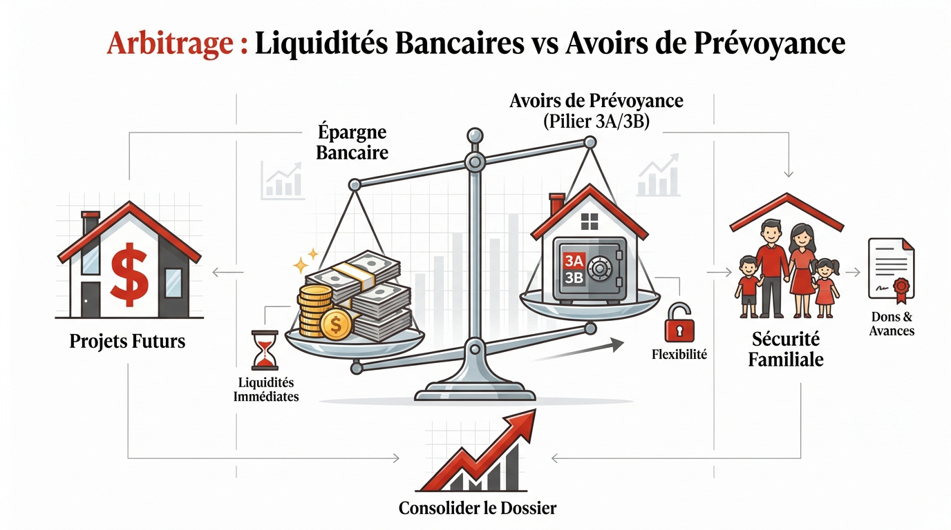 Arbitrage entre épargne bancaire et fonds de prévoyance pour un achat immobilier en Suisse