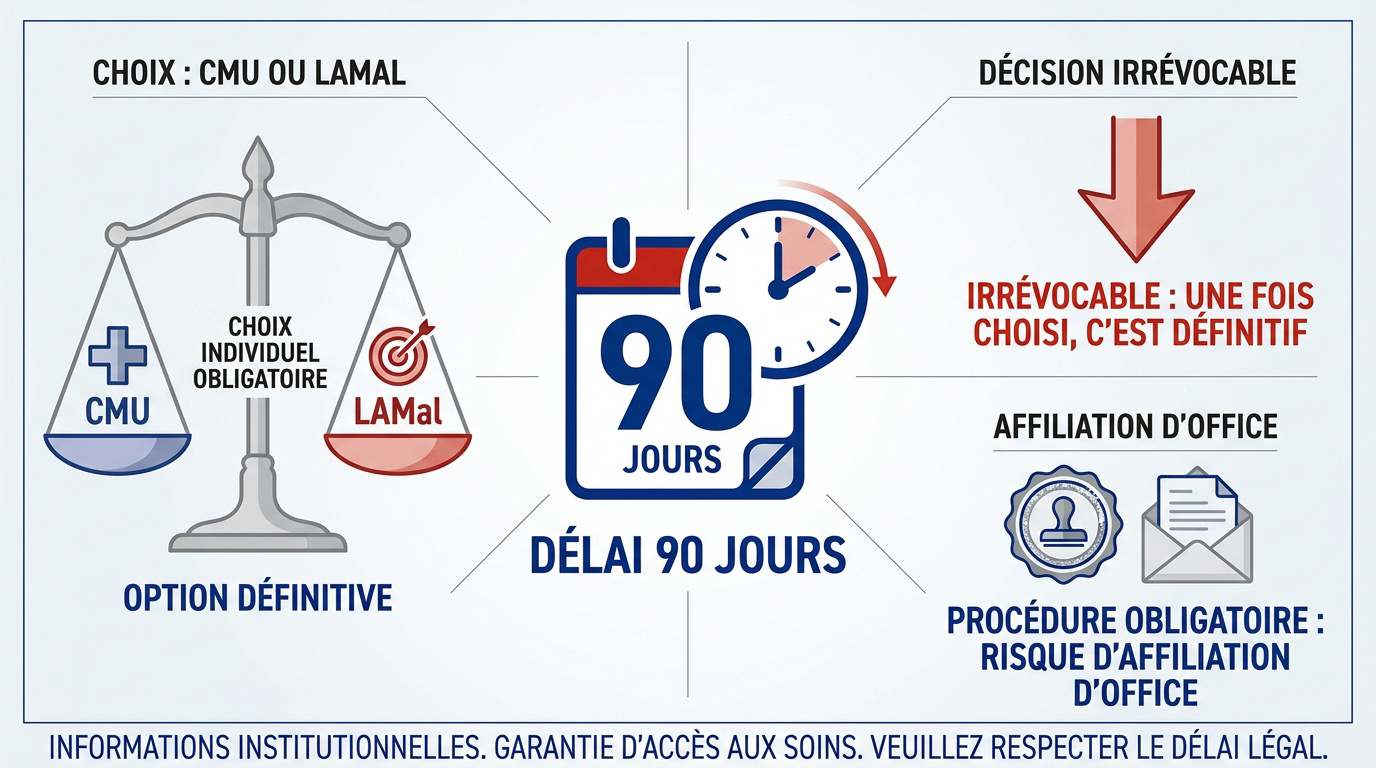 Délai de 90 jours pour le choix CMU ou LAMal