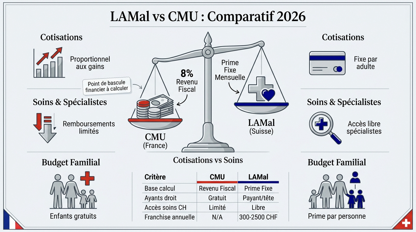 Comparatif 2026 des coûts d'assurance maladie pour frontaliers