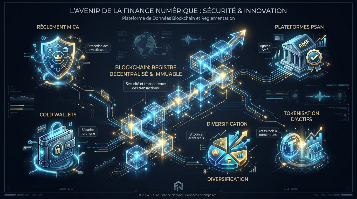 Représentation de la sécurité blockchain et de l'innovation financière en 2026