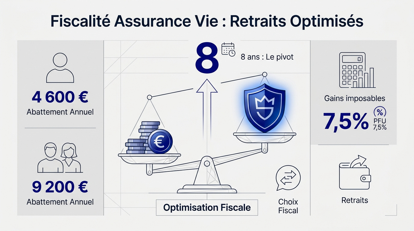 Fiscalité des retraits en assurance vie après 8 ans