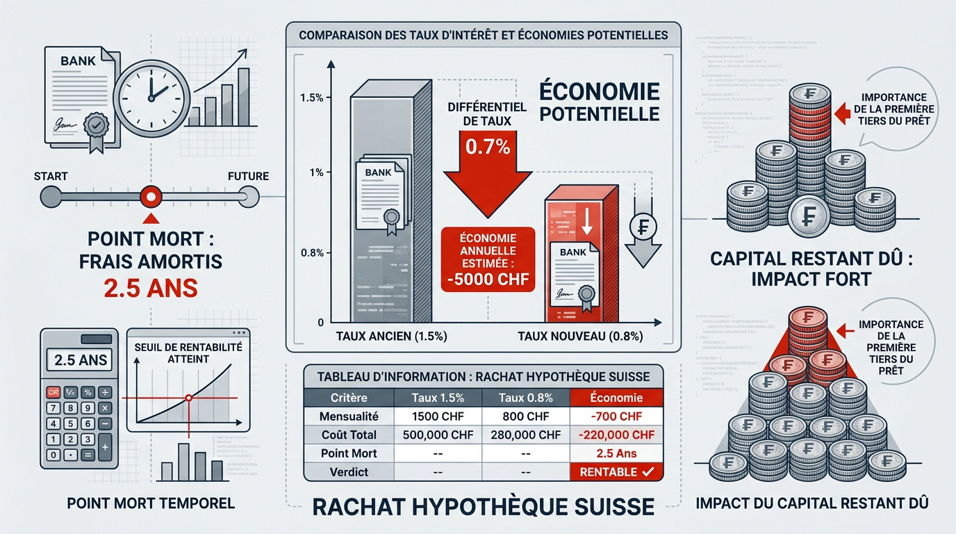 Graphique d'analyse de rentabilité et point mort pour un rachat d'hypothèque