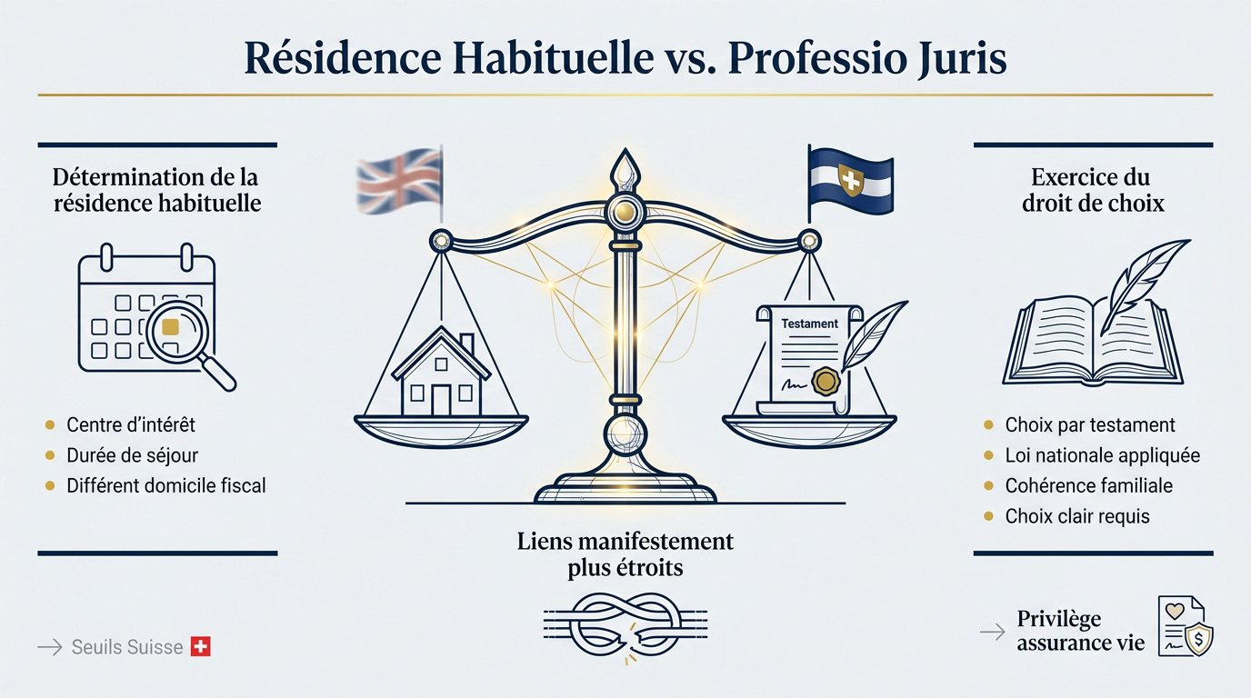 Équilibre juridique entre résidence habituelle et choix de la loi nationale pour une succession internationale