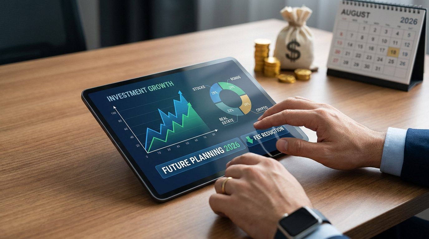 Une personne consulte des graphiques d'investissement et de planification financière sur une tablette en août 2026.