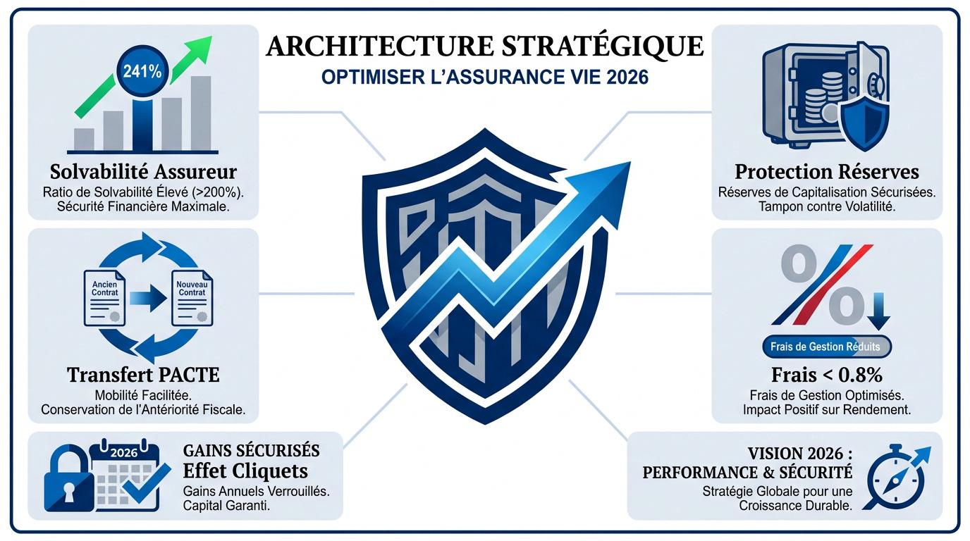 Graphique illustrant l'architecture stratégique et la solvabilité de l'assurance vie en 2026