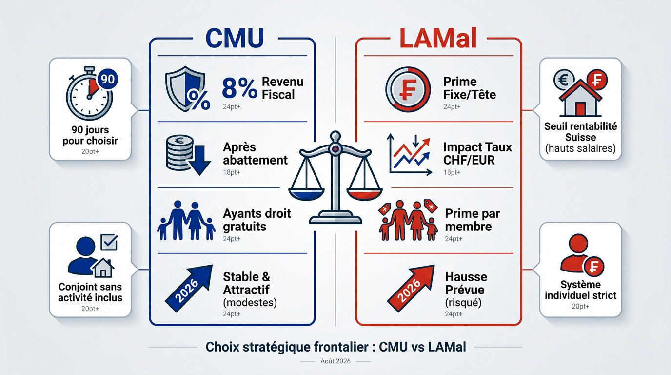 Comparatif stratégique entre assurance maladie CMU française et LAMal suisse pour les travailleurs frontaliers