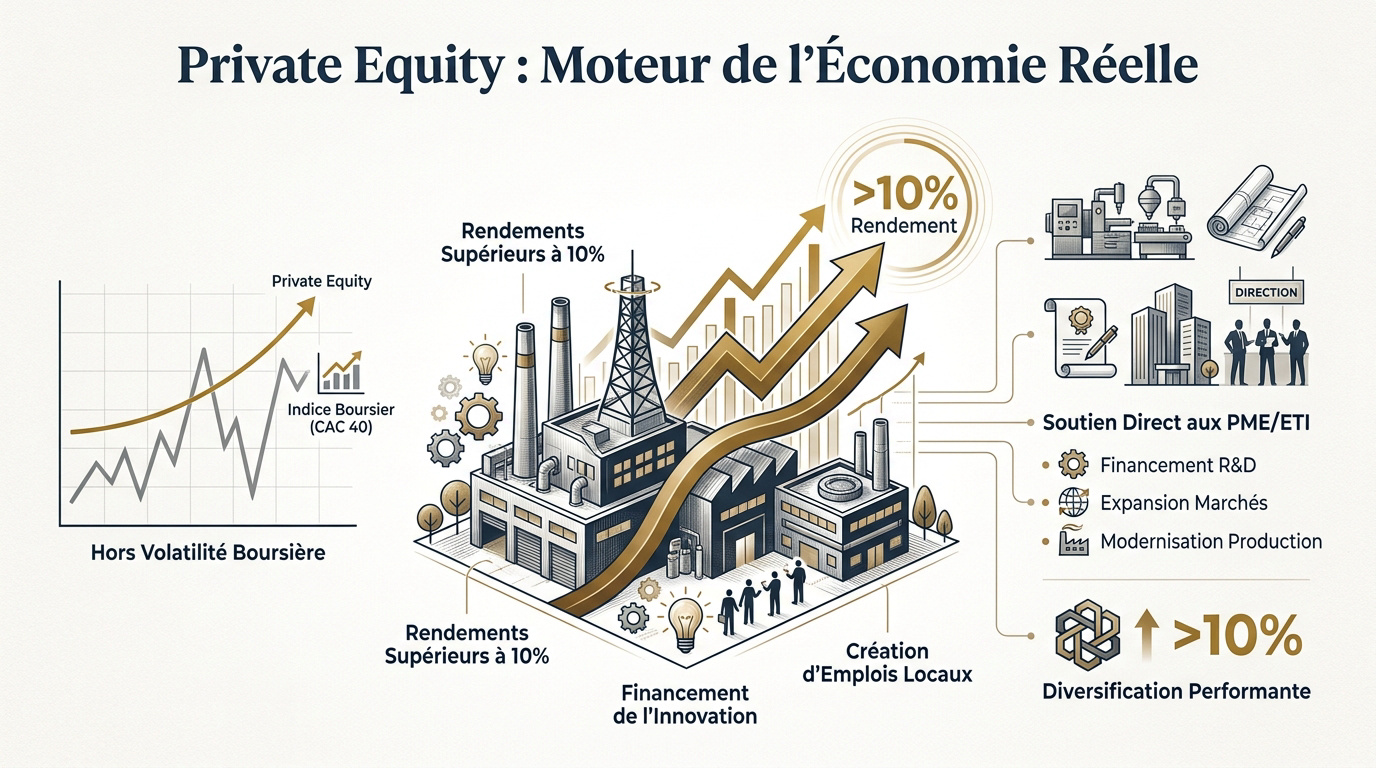 Investissement en Private Equity soutenant la croissance des entreprises et l'économie réelle