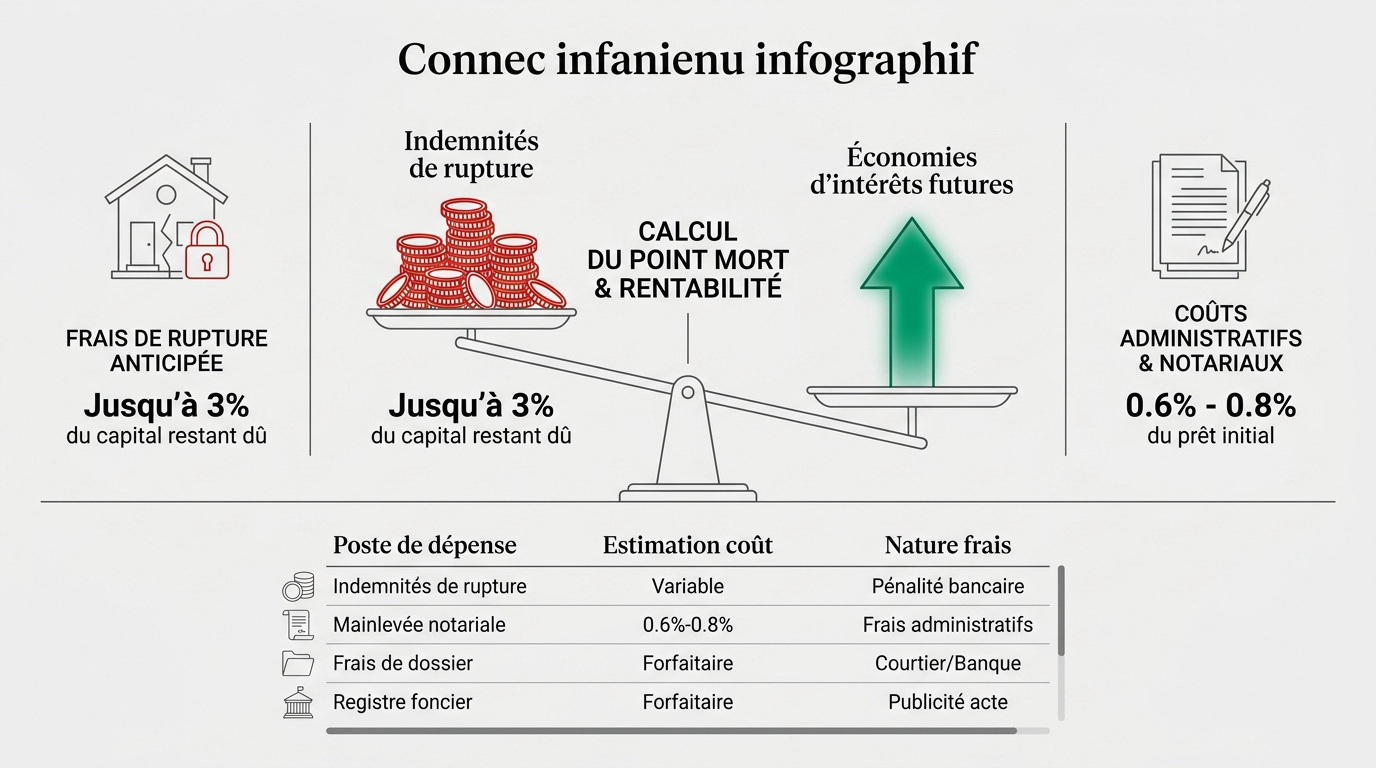 Graphique d'analyse de rentabilité et calcul du point mort pour un rachat de prêt immobilier