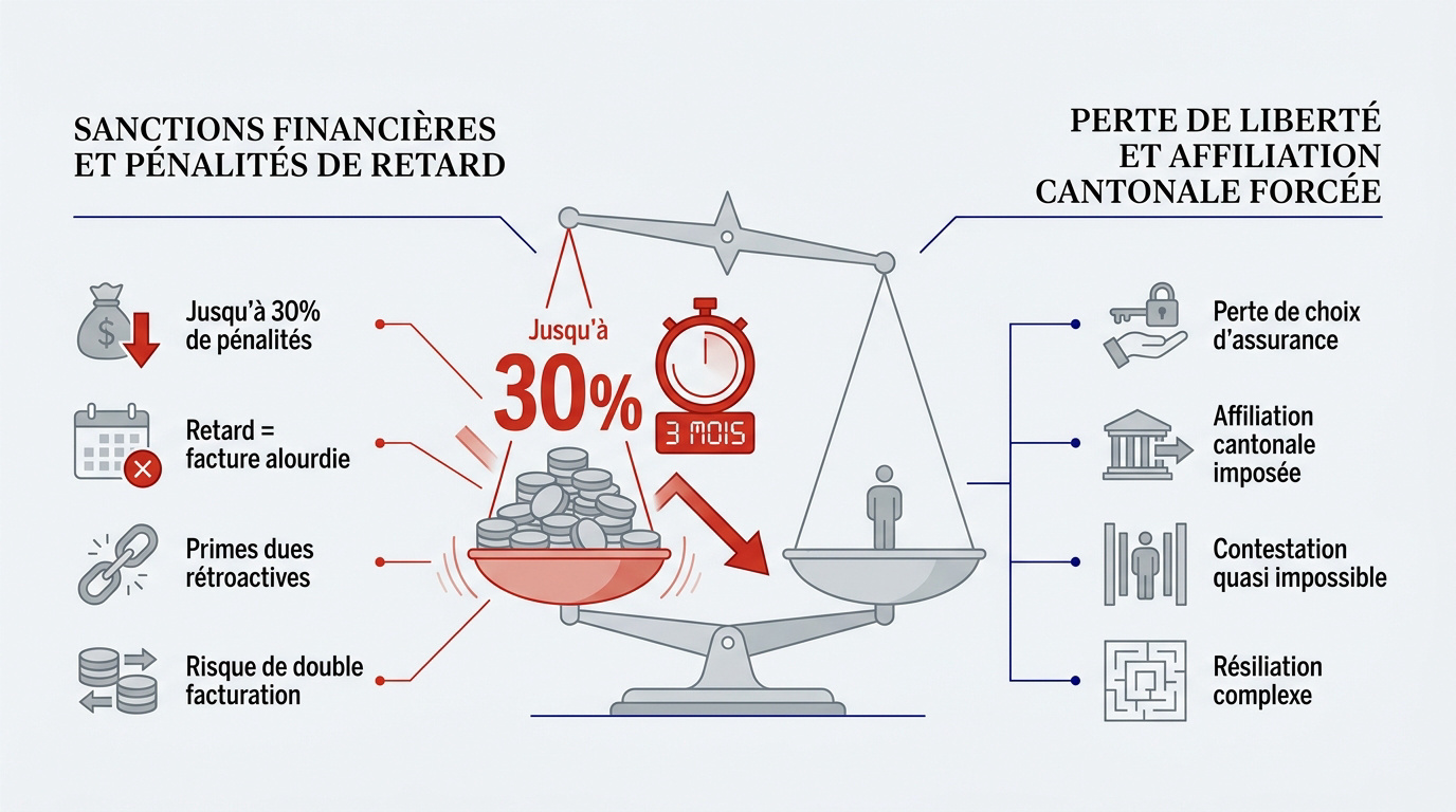 Risques financiers et administratifs liés à l'affiliation d'office à la LAMal pour les frontaliers
