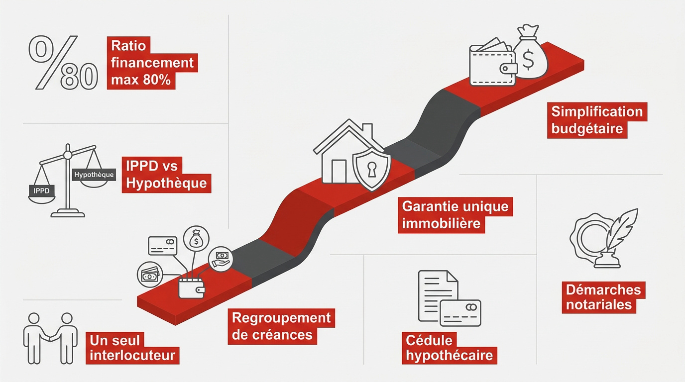 Schéma explicatif des étapes du rachat hypothécaire en Suisse
