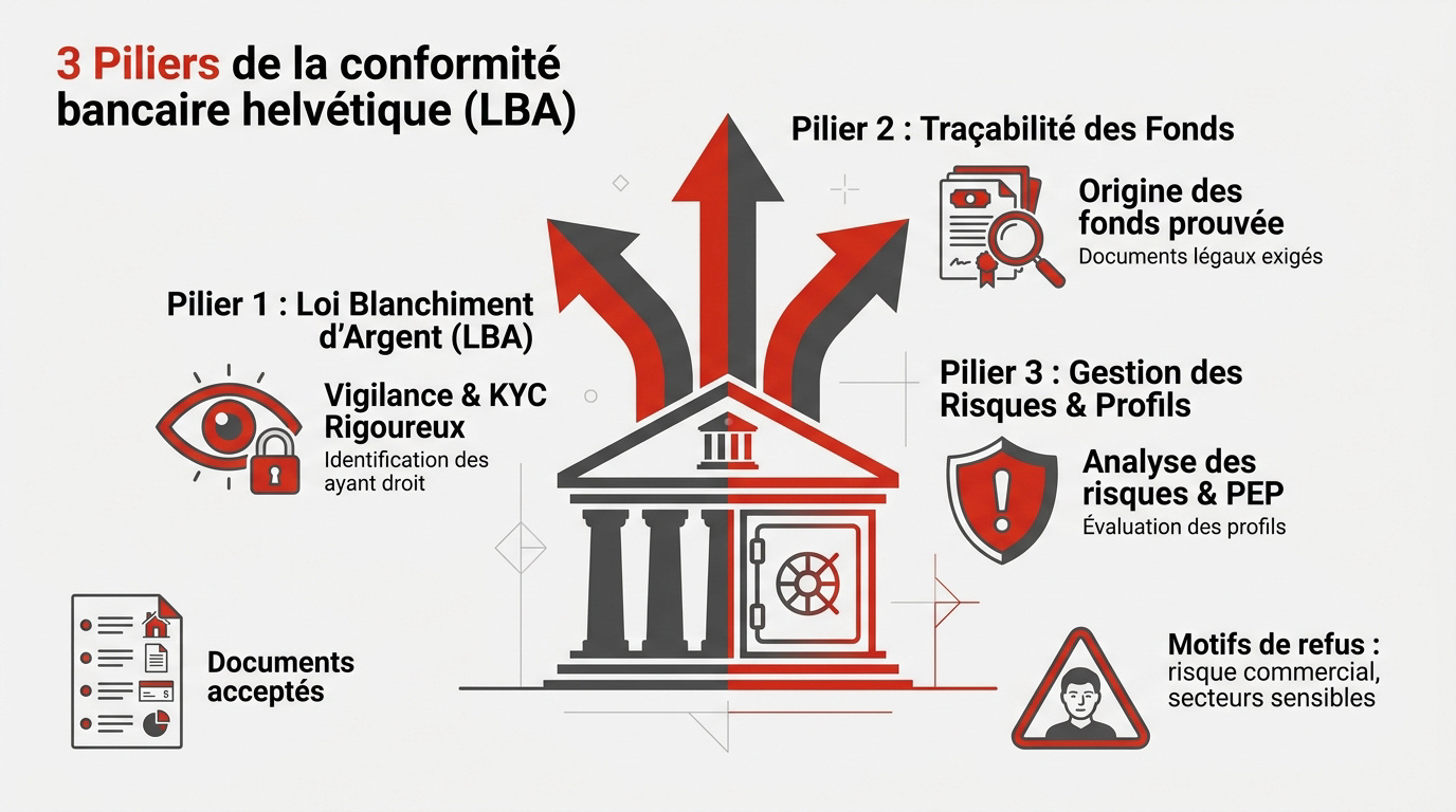 Illustration des procédures de conformité LBA dans le secteur bancaire suisse