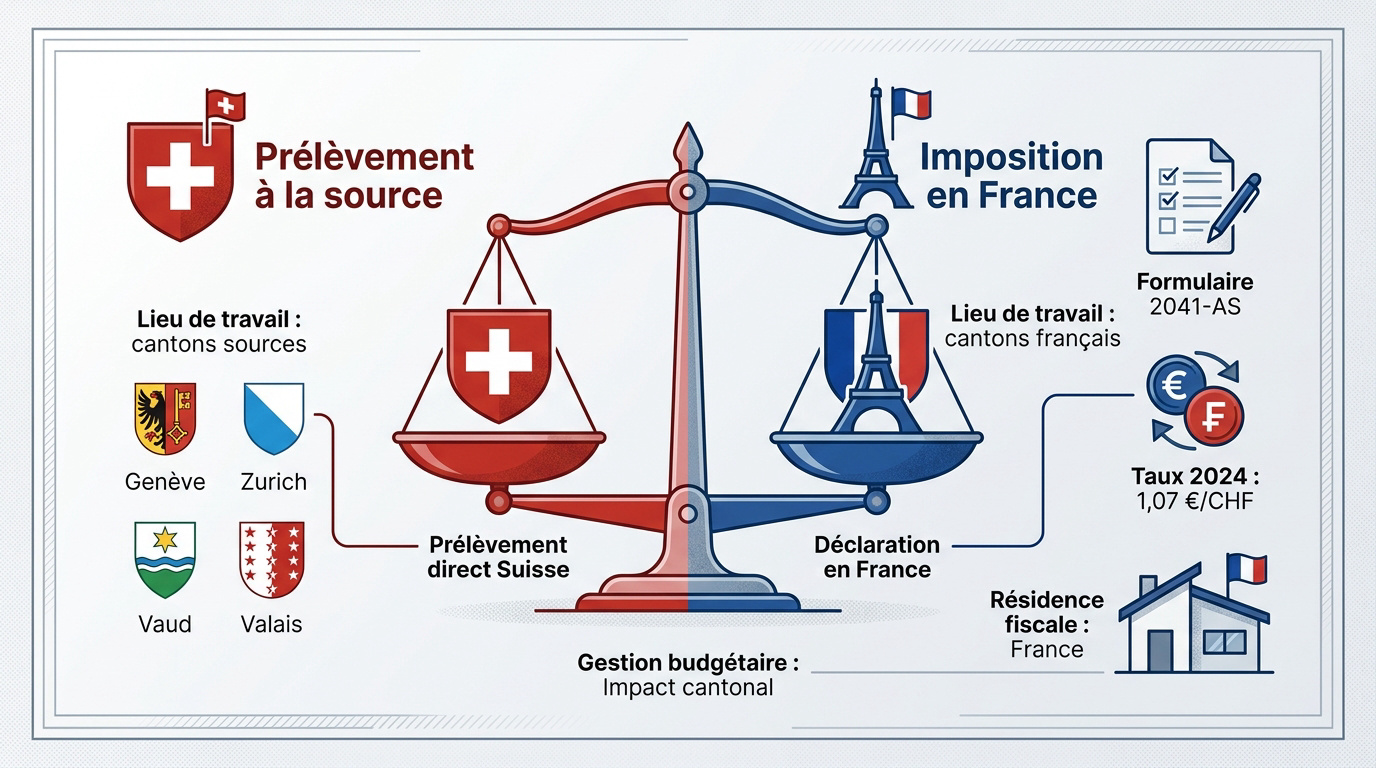Comparaison entre prélèvement à la source en Suisse et imposition en France pour les frontaliers