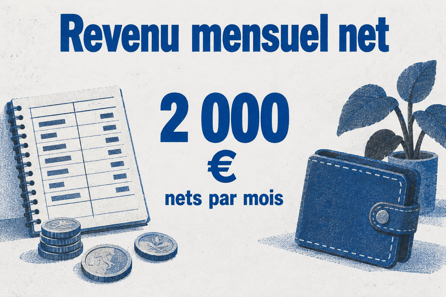 Le revenu mensuel net pris en exemple est de 2 000 € nets par mois.