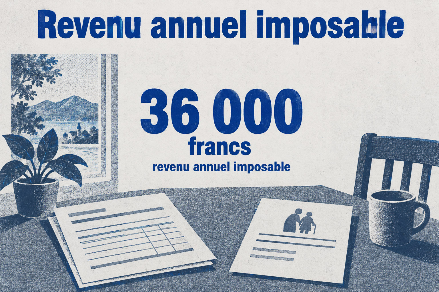 Une rente brute de 3 000 francs par mois représente 36 000 francs de revenu annuel imposable, avant déductions et autres revenus.